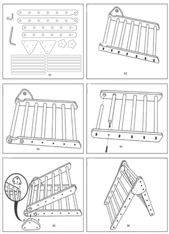 Wooden Rainbow Foldable Pikler Triangle